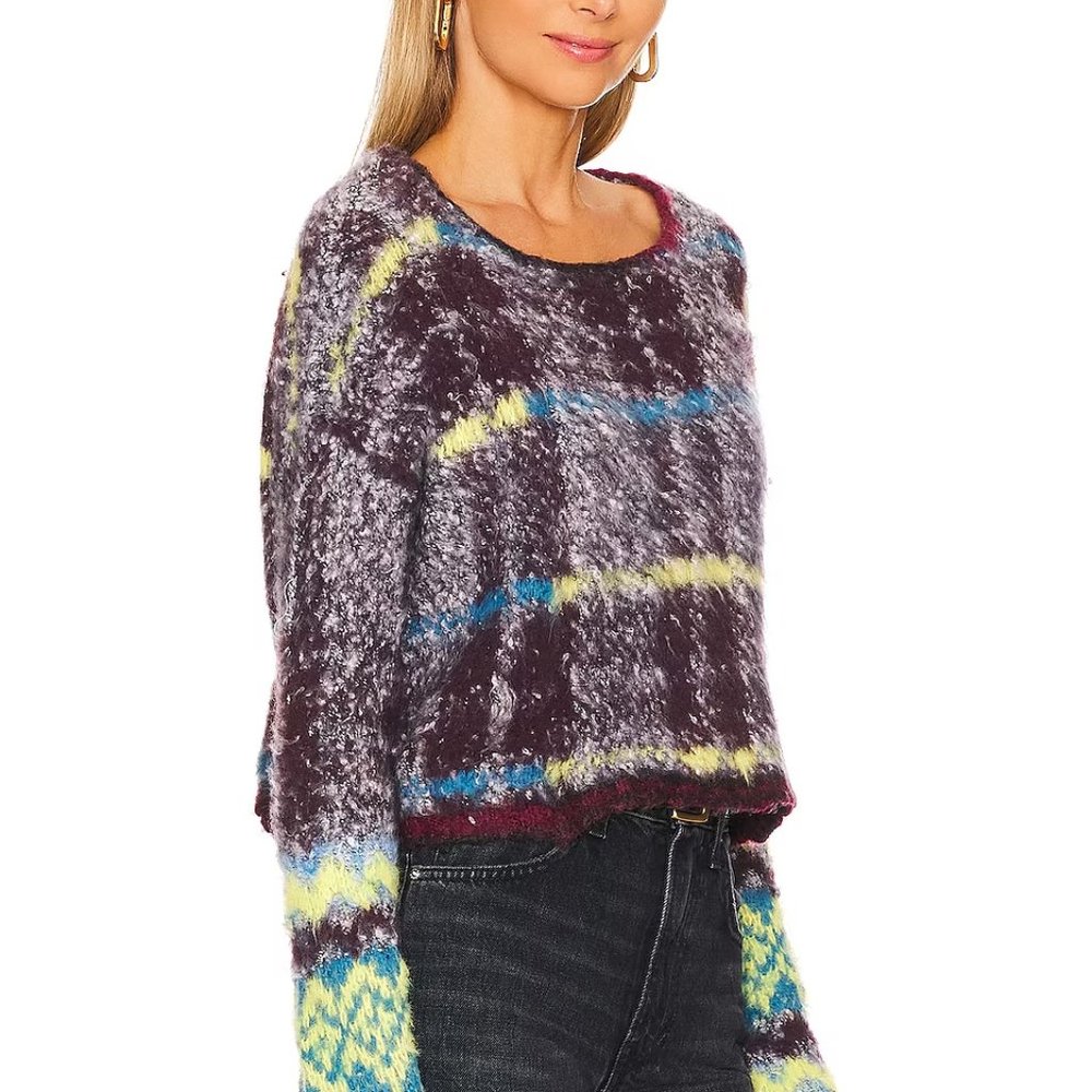 Free People Emerson Cropped Sweater Honey Wine Combo - Picture 4 of 6